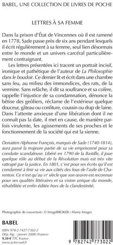 Quatrième de couverture de « LETTRES A SA FEMME NE »