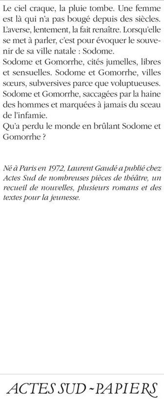 Quatrième de couverture de « Sodome, ma douce »