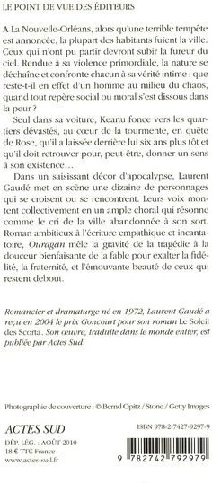 Quatrième de couverture de « Ouragan : roman »