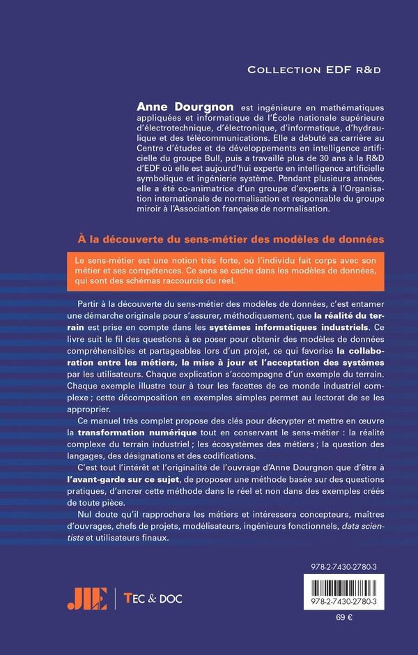 Quatrième de couverture de « À la découverte du sens-métier des modèles de données »