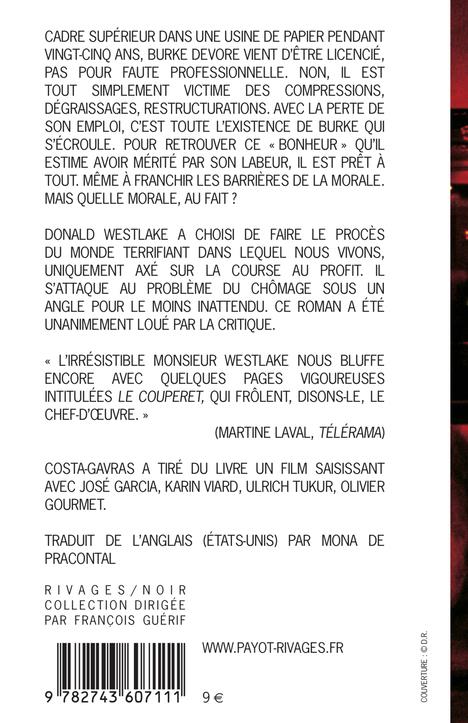 Quatrième de couverture de « LE COUPERET »