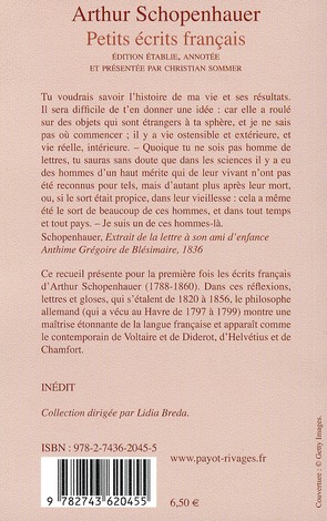 Quatrième de couverture de « Petits écrits français : réflexions, lettres, gloses »