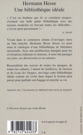 Quatrième de couverture de « Une bibliothèque idéale »