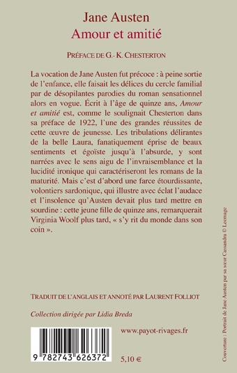 Quatrième de couverture de « Amour et amitié »