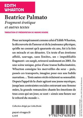 Quatrième de couverture de « Béatrice Palmato : fragment érotique »