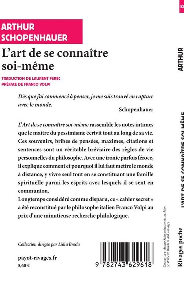 Quatrième de couverture de « L'art de se connaître soi-même : ou Eis heautón »