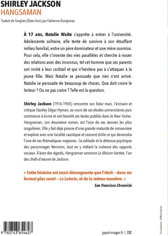 Quatrième de couverture de « Hangsaman »