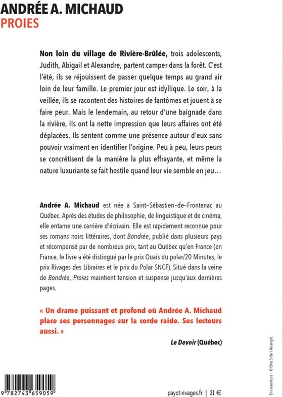 Quatrième de couverture de « Proies »