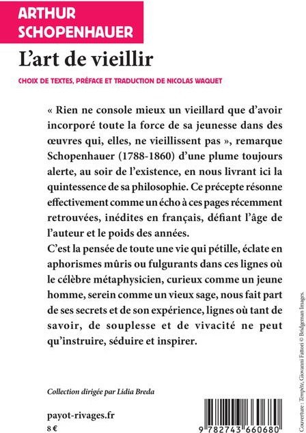 Quatrième de couverture de « L'ART DE VIEILLIR »