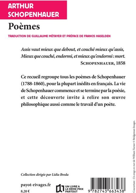 Quatrième de couverture de « Poèmes »