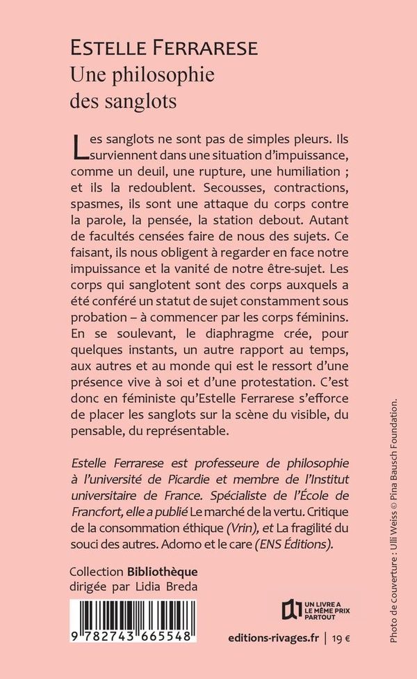 Quatrième de couverture de « Une philosophie des sanglots »