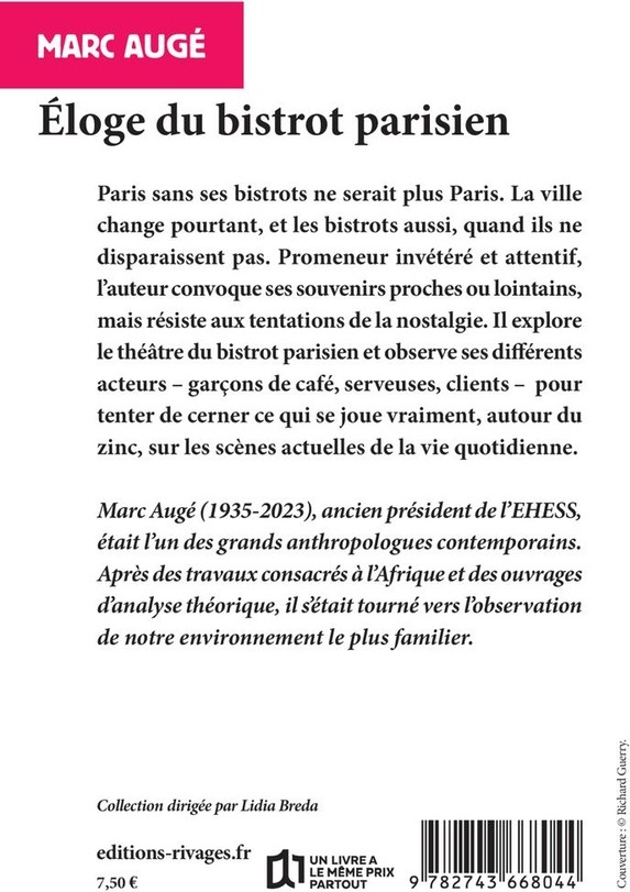 Quatrième de couverture de « Éloge du bistrot parisien »