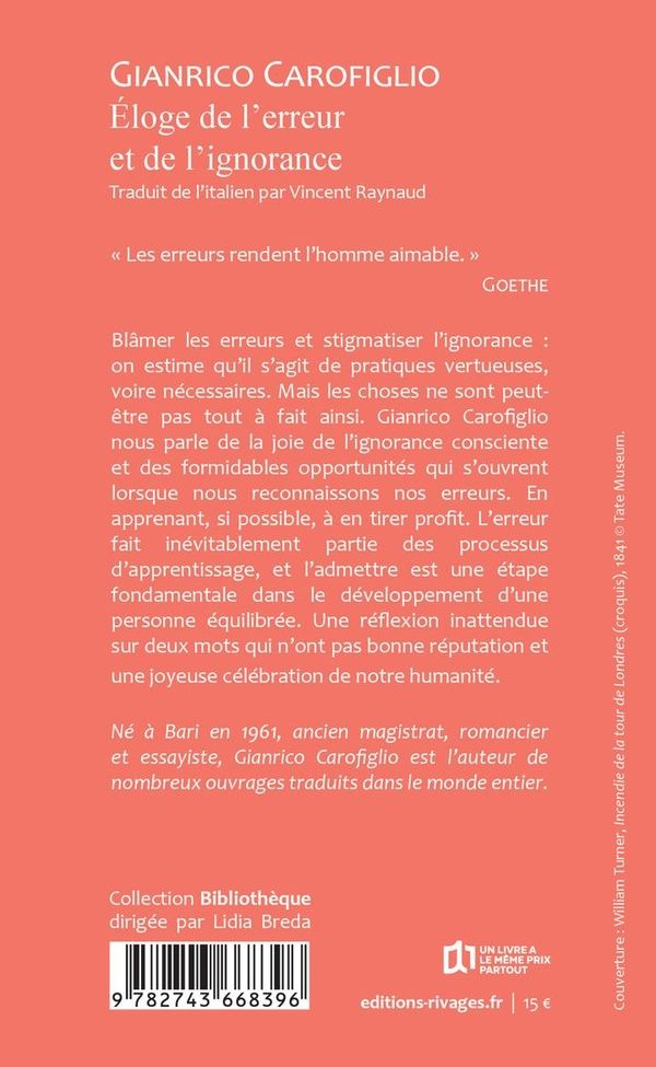 Quatrième de couverture de « Éloge de l'erreur et de l'ignorance »