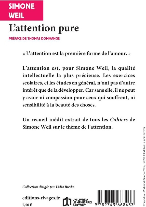 Quatrième de couverture de « L'attention pure »