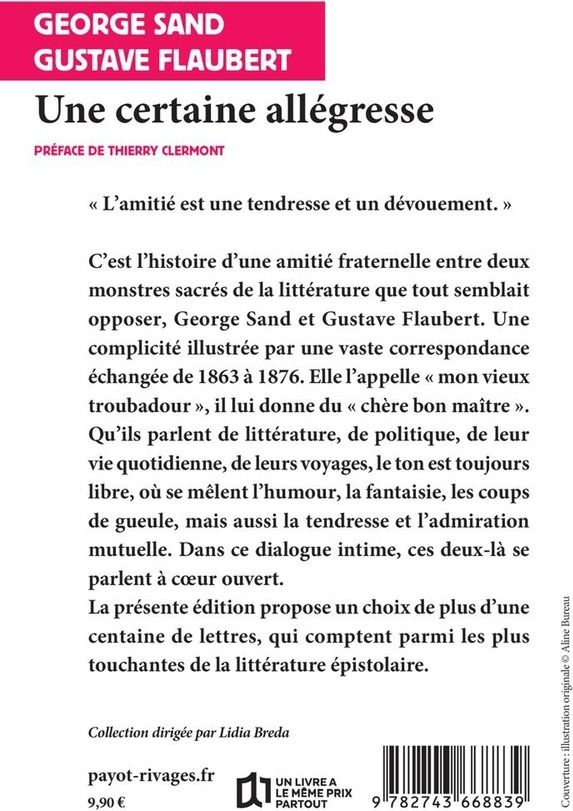 Quatrième de couverture de « Une certaine allégresse : correspondance »