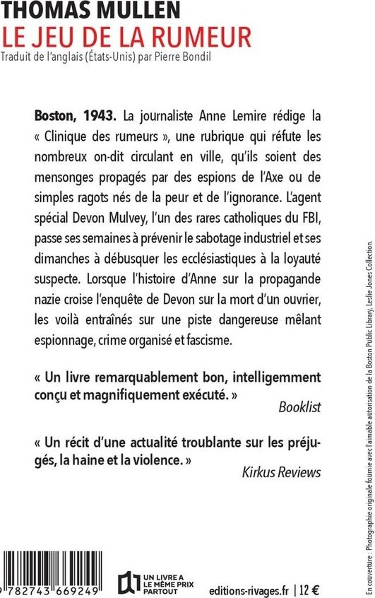 Quatrième de couverture de « Le jeu de la rumeur »
