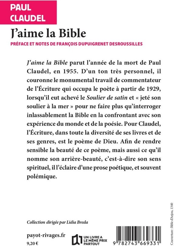 Quatrième de couverture de « J'aime la Bible »