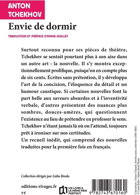 Quatrième de couverture de « ENVIE DE DORMIR - ET AUTRES NOUVELLES »