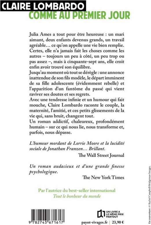Quatrième de couverture de « COMME AU PREMIER JOUR »