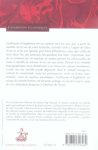 Quatrième de couverture de « Guillaume d'Angleterre »
