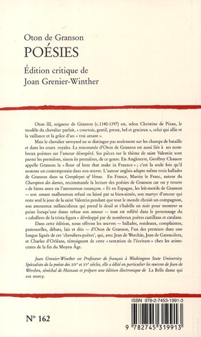 Quatrième de couverture de « POESIES »
