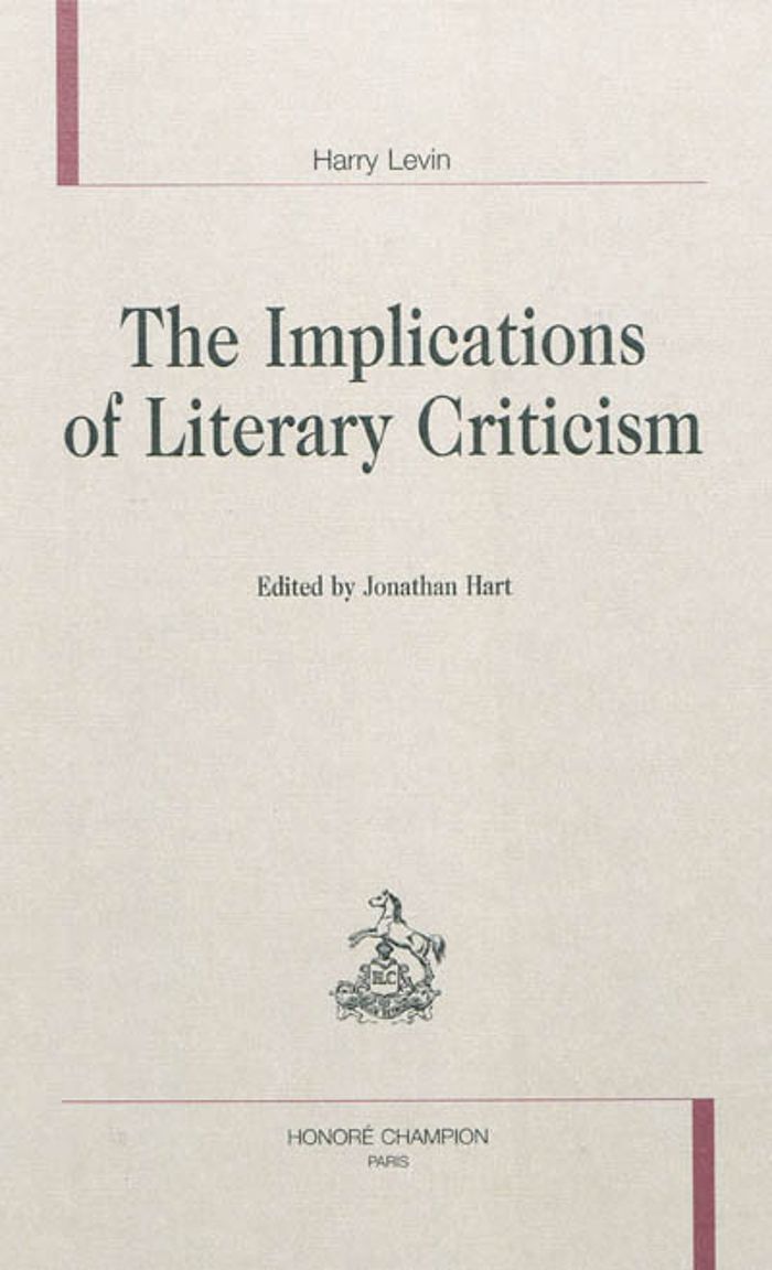 Couverture du livre « THE IMPLICATIONS OF LITERARY CRITICISM », librairie Les Contes Infusés à Corte