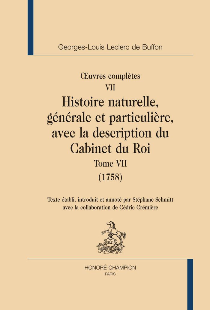 Couverture du livre « HISTOIRE NATURELLE. TOME VII (1758) » de G-L. Buffon, librairie Les Contes Infusés à Corte