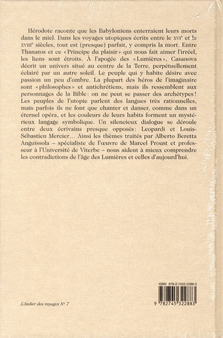 Quatrième de couverture de « OMBRES DE L'UTOPIE - ESSAIS SUR LES VOYAGES IMAGINAIRES DU XVIE AU XVIIIE SIECLE »