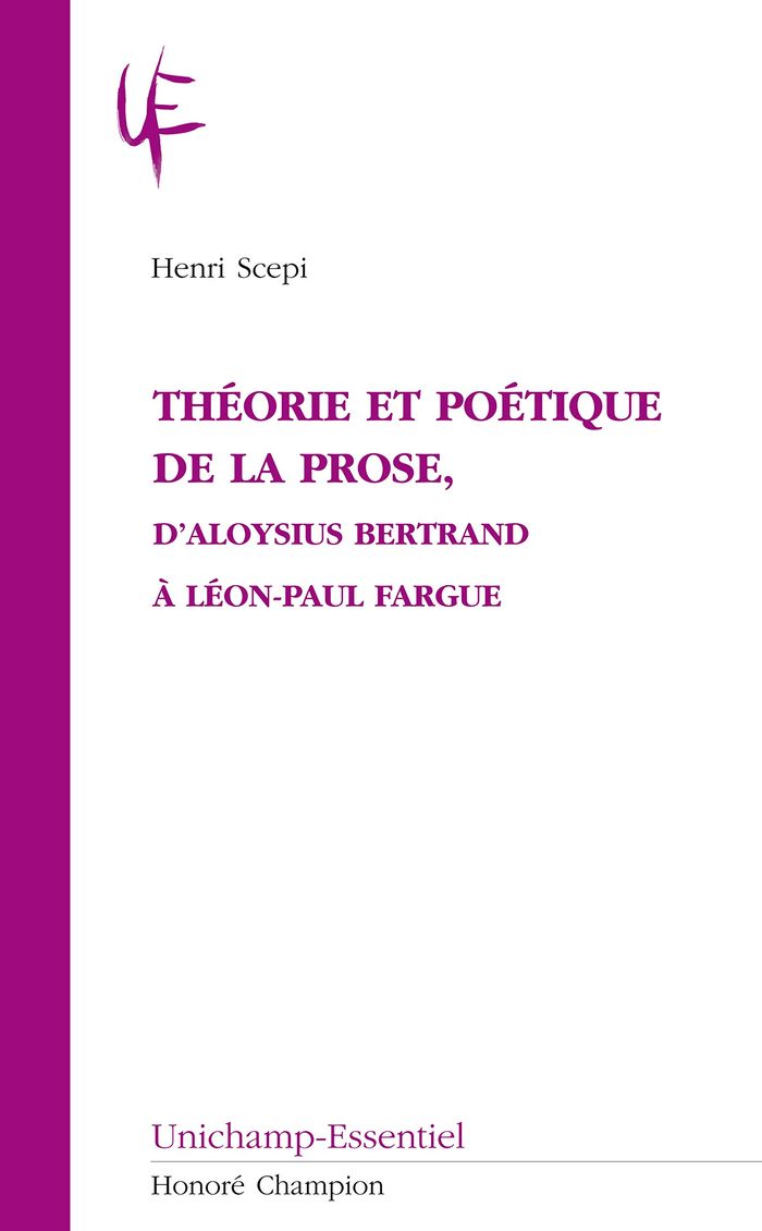 Couverture du livre « THEORIE ET POETIQUE DE LA PROSE, » de Henri Scepi, librairie Les Contes Infusés à Corte