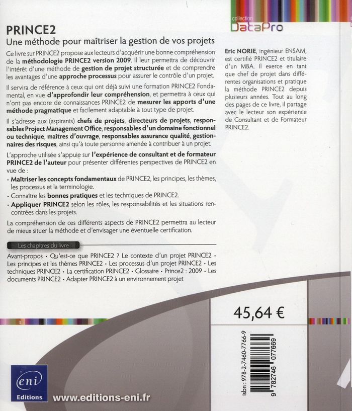 Quatrième de couverture de « PRINCE2 - UNE METHODE POUR MAITRISER LA GESTION DE VOS PROJETS »