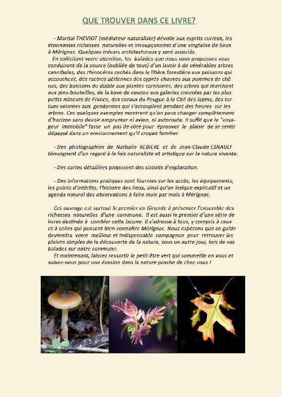 Quatrième de couverture de « LES MYSTERES DE LA NATURE A MERIGNAC »