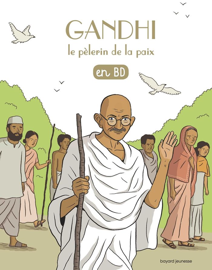Couverture du livre « GANDHI, LE PELERIN DE LA PAIX, EN BD », librairie Les Contes Infusés à Corte