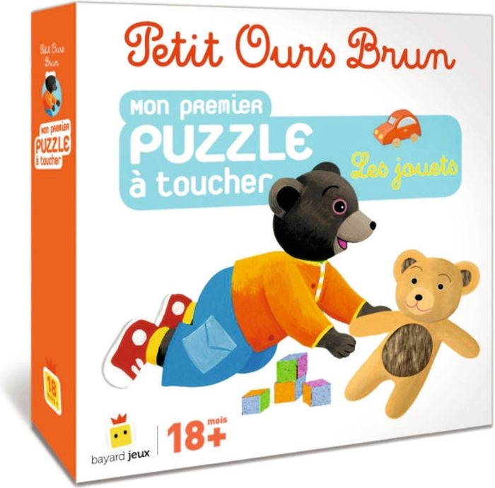 Couverture du livre « JEU PETIT OURS BRUN - PUZZLE A TOUCHER JOUETS » de Daniele Bour, librairie Les Contes Infusés à Corte