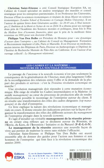 Quatrième de couverture de « MANAGEMENT DE LA REUSSITE (LE) »