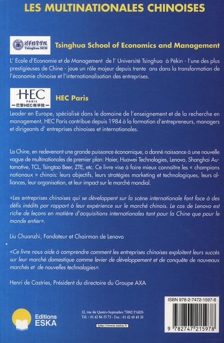 Quatrième de couverture de « LES MULTINATIONALES CHINOISES »