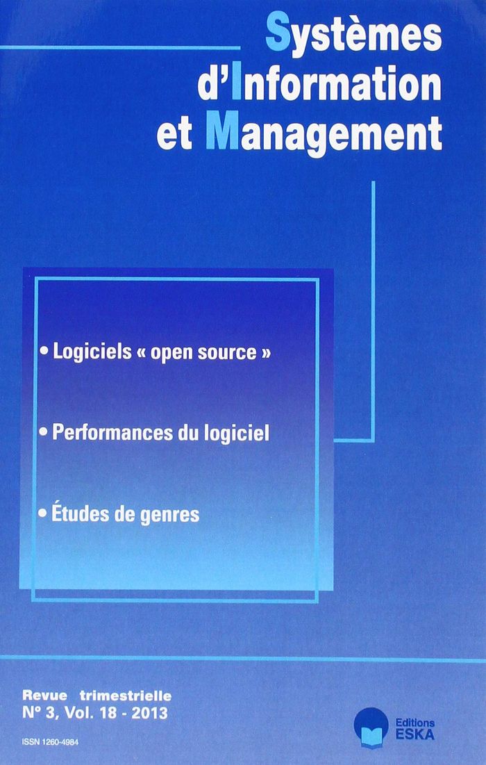 Couverture du livre « SYSTEME D INFORMATION ET MANAGEMENT N3 2013 » de Eska Editions, librairie Les Contes Infusés à Corte