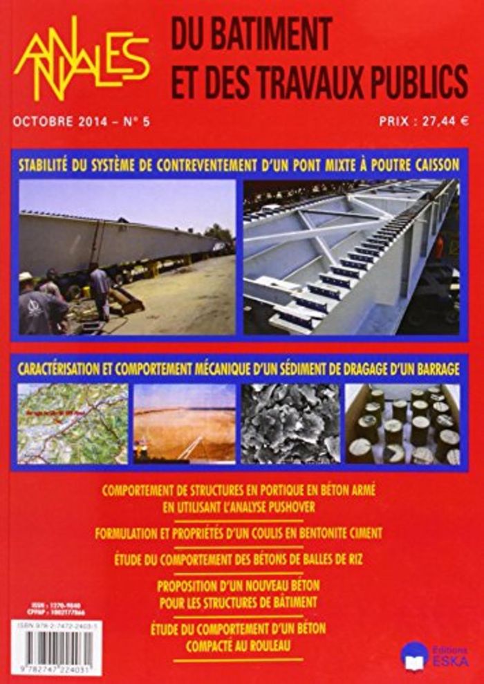 Couverture du livre « ANNALES DU BATIMENT ET DES TRAVAUX PUBLIQUES 5 2014 » de Eska Editions, librairie Les Contes Infusés à Corte
