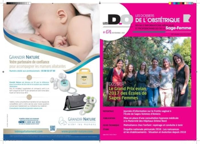 Couverture du livre « LE GRAND PRIX EVIAN 2017 DES ECOLES DE SAGES-FEMMES-DO 474-NOVEMBRE 2017 - LES DOSSIERS DE L'OBSTETR » de Eska Editions, librairie Les Contes Infusés à Corte