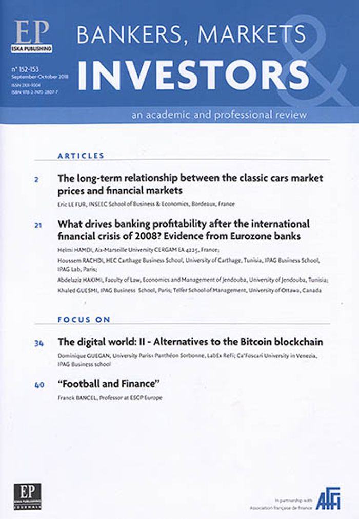 Couverture du livre « WHAT DRIVES BANKING PROFITABILITY AFTER THE INT.FIN CRISIS OF 2008? BMI 152-153 - BANKERS, MARKETS I », librairie Les Contes Infusés à Corte