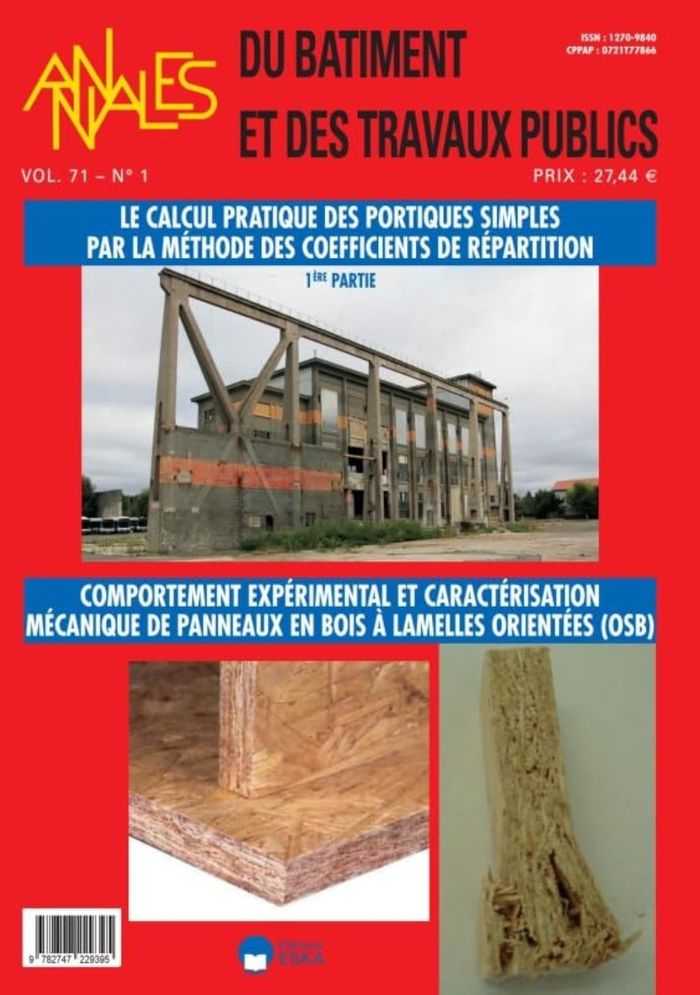 Couverture du livre « LE CALCUL PRATIQUE DES PORTIQUES SIMPLES PAR LA METHODE...1ERE PARTIE-BTP 1-2019 - ANNALES DU BATIME » de Eska Editions, librairie Les Contes Infusés à Corte