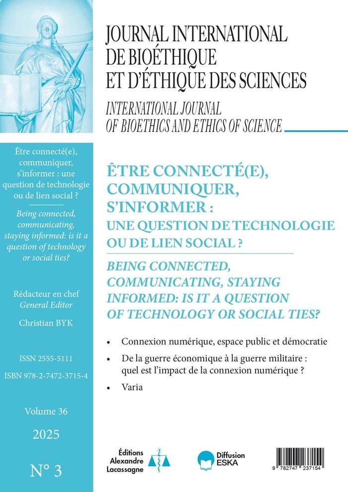 Couverture du livre « ETRE CONNECTE(E), COMMUNIQUER, S'INFORMER, UNE QUESTION DE TECHNOLOGIE OU DE LIEN SOCIAL ? - JOURNAL » de Christian Byk, librairie Les Contes Infusés à Corte