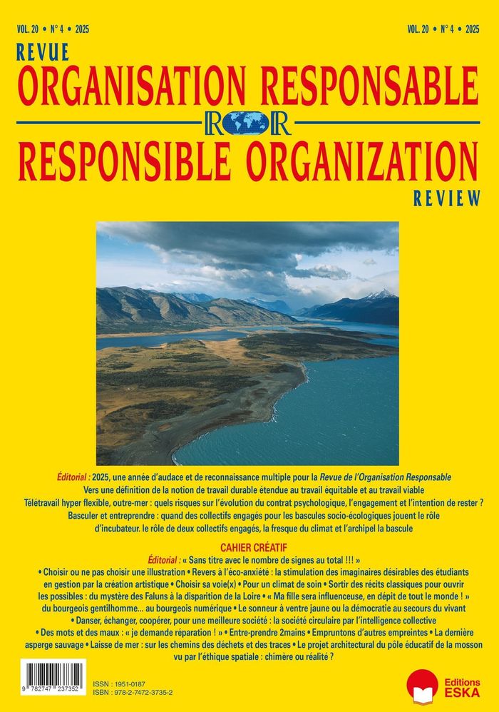 Couverture du livre « 2025, UNE ANNEE D'AUDACE ET DE RECONNAISSANCE MULTIPLE POUR LA REVUE ROR - REVUE DE L'ORGANISATION R » de Collectif, librairie Les Contes Infusés à Corte
