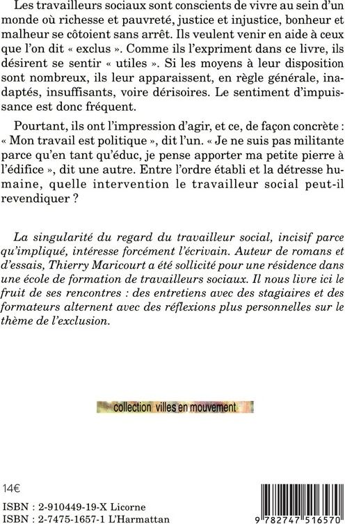 Quatrième de couverture de « ENTRE L'ORDRE ETABLI ET LA DETRESSE HUMAINE »
