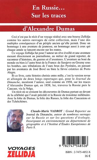 Quatrième de couverture de « EN RUSSIE... SUR LES TRACES D'ALEXANDRE DUMAS »