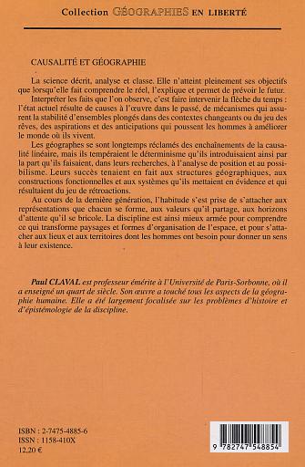 Quatrième de couverture de « CAUSALITE ET GEOGRAPHIE »