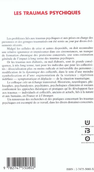 Quatrième de couverture de « LES TRAUMAS PSYCHIQUES »