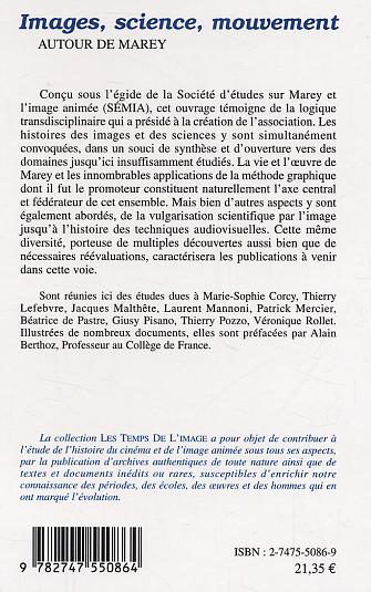 Quatrième de couverture de « IMAGES, SCIENCES, MOUVEMENT - AUTOUR DE MAREY »