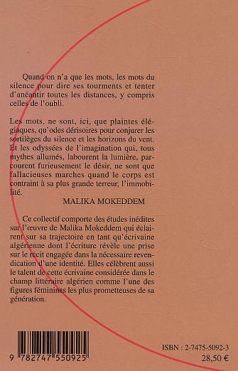 Quatrième de couverture de « MALIKA MOKKEDEM »