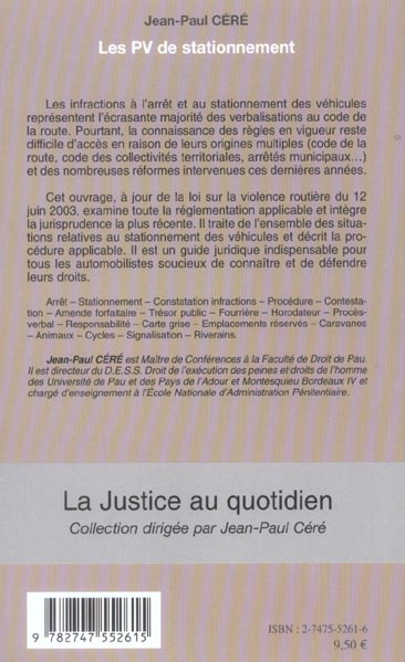 Quatrième de couverture de « LES PV DE STATIONNEMENT »