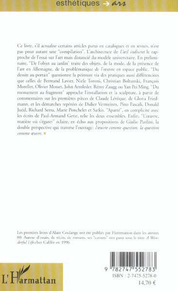 Quatrième de couverture de « L' IL INDISCRET - L' UVRE COMME QUESTION, LA QUESTION COMME  UVRE »